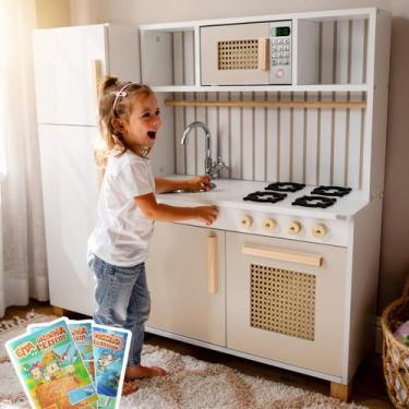 Imagem de Cozinha Infantil Retro com Geladeira Kit Livro Educativo - Eita Casa P