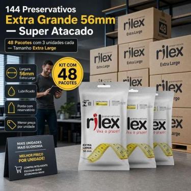 Imagem de Preservativo Camisinha Rilex Extra Grande Kit 144 Unidades