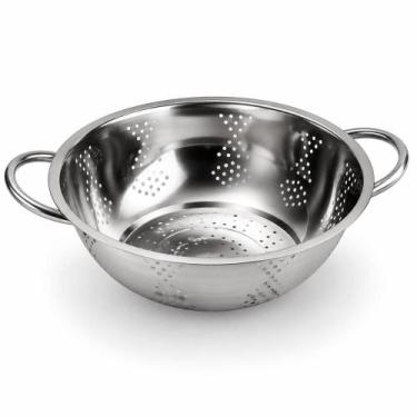Imagem de Escorredor Massas Macarrão Legumes Frutas Inox C/ Alça 23Cm - FX