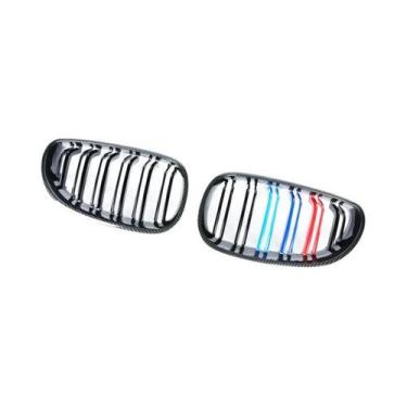 Imagem de Grelha Dupla Em Fibra De Carbono Preto Fosco Para BMW Série 5 E60 E61 