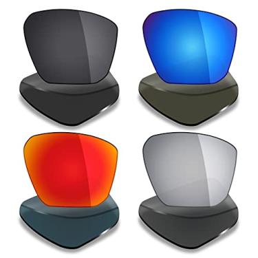 Imagem de Mryok 4 pares de lentes polarizadas de substituição para óculos de sol Oakley Targetline OO9397 - preto oculto/vermelho fogo/azul gelo/titânio prata