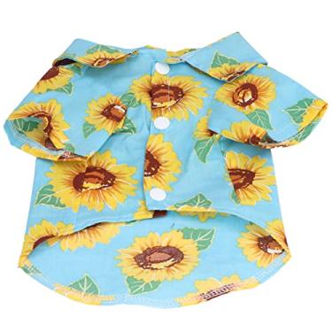 Imagem de Lindo colete para cães, design de botão de algodão elegante amigável para a pele pet praia camiseta para filhotes (M)