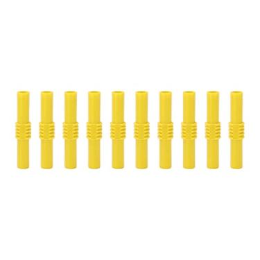 Imagem de 10 peças, 4 mm, acoplador de banana isolado, adaptador conector conector fêmea para fêmea extensão banana plug conector para aparelhos eletrônicos (amarelo)