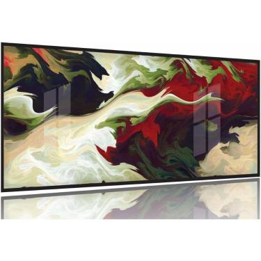 Imagem de Quadro Decorativo Abstrato Colorido Sala Quarto 130x60 Moldura Preta 2x2