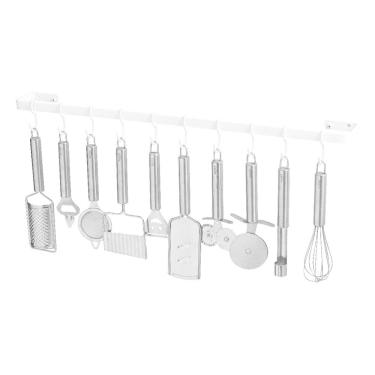 Imagem de Porta Utensílios E Talheres De Parede 80cm 15 Ganchos Branco