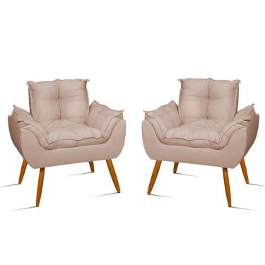 Imagem de Kit 02 Poltronas Decor. Opala Pés Palito Sala bege