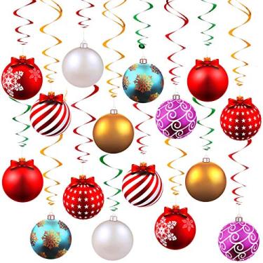 Imagem de 36 peças de lâmpadas de Natal para pendurar em espiral, decoração de festa em espiral, decoração de teto, decoração de bola de Natal para decoração de festa de Natal