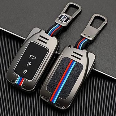 Imagem de Hacreyatu Chaveiro protetor de chave de liga de zinco de 2/3 botões para Lexus NX200 NX300H RX350 450H ES350 ES300h (cor da arma, 3 botões)