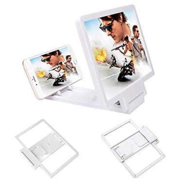 Imagem de Amplificador de tela de telefone, amplificador de tela dobrável de 7 polegadas Suporte para telefone amplificador com tela 3D Amplificação de vidro para todos os modelos de telefone inteligente, branco