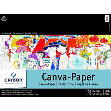 Imagem de Canson Bloco de papel de lona da série Artist Foundation preparado para tintas a óleo ou acrílicas, encadernado superior, 61 kg, 45 x 61 cm, 10 folhas, 45 x 61 cm, 0