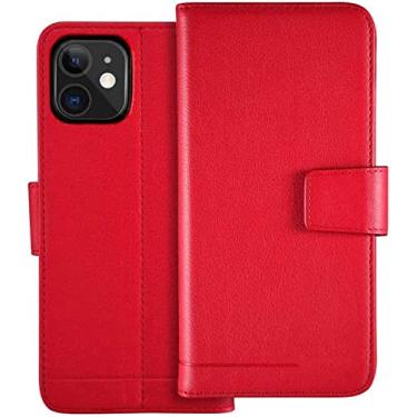 Imagem de HAODEE Bolsa de capa flip de telefone, capa anti-queda de couro compatível com iPhone 11 Series/Apple 11 Series com suporte e 3 slots de cartão (cor: vermelho, tamanho: 6,1 polegadas)
