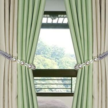 Imagem de Acessórios para ataduras de pérolas para cortinas de pérolas prendedor de cortinas fivela corda decorativa para casa, prata, 1 peça