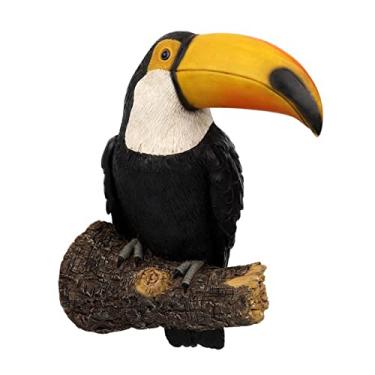 Imagem de XD Designs Estátua de jardim, abraçador de árvore tucano, decoração suspensa, resina multicolorida animal tropical gramado exótico pássaro escultura decoração de árvore para gramado varanda pátio quintal, amarelo