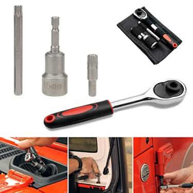 Imagem de Sporthfish Kit de ferramentas Torx de remoção de parafusos de topo rígido compatível com Jeep Wrangler JK JL Gladiator Rubicon Sahara Sports 2/4 substituição de porta 68361574AB 82214166AB - Vermelho