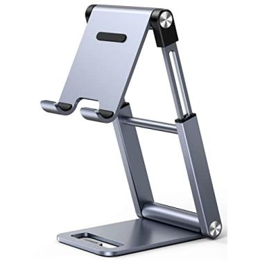 Imagem de UGREEN Suporte de telefone, suporte de telefone de metal premium para mesa, suporte dobrável para iPhone compatível com a maioria dos telefones, iPhone 14 Pro/Pro Max, Samsung Galaxy, tablet/prata