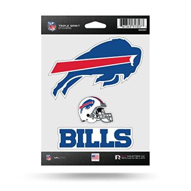 Imagem de NFL Rico Industries Folha de adesivos de 3 peças com corte de matriz tripla, Buffalo Bills, 12,7 x 17,7 cm