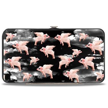 Imagem de Buckle-Down Dobradiça feminina com fivela - Carteira Flying Pigs preta/branca/rosa, multicolorida, 7 x 4 EUA