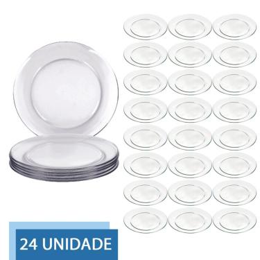 Imagem de Jogo 24 Pratos 26cm Redondo Raso Gourmet Refeição Duralex