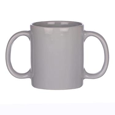 Imagem de HealthGoodsIn- Caneca de cerâmica com alça dupla para fixação segura | Canecas de cerâmica com alça dupla sem BPA para auxiliar tremores | 11,83 US Fl. ml. (350 ml) - Cor cinza