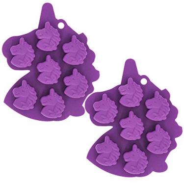 Imagem de Conjunto de 2 Peças Mini Bandeja de Unicórnio para Gelo, Conjunto de Moldes de Silicone de Unicórnio para Chocolate Doce Bolo de Cupcake Sabonete Cozimento de Geleia de Cera Giz Derrete