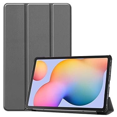 Imagem de Capa do caso da tabuleta. Para Samsung Galaxy Tab S6 Lite 10.4" (SM-P610 / 615) Estar comprimido de caixa de comprimido PC Difícil Coverwith Trifold & Auto Wakesleep (Color : Grey)