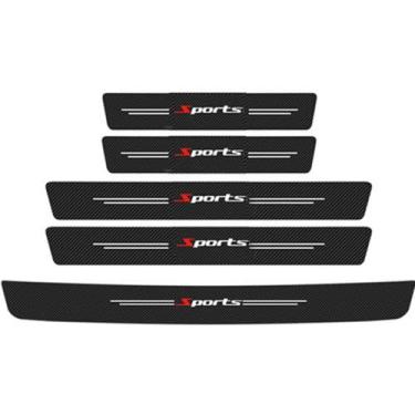 Imagem de GZBFTDH Protetor de desgaste de peitoril de porta para carro SUV peças universais, fibra de carbono, couro para carro, decoração de para-choques, placa de proteção, protetor de peitoris, guarnição