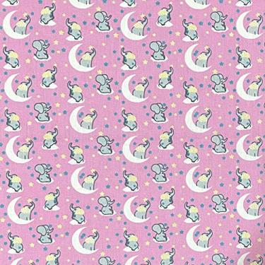 Imagem de Tecido Tricoline Elefante Fundo Rosa -1,50m de Largura
