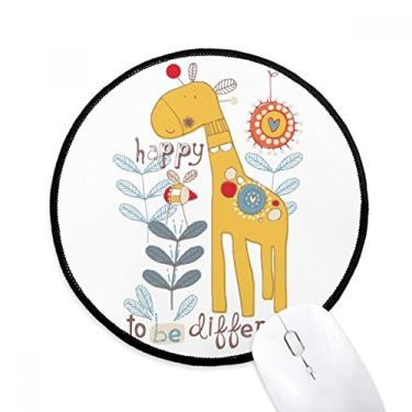 Imagem de Mousepad de desenho animado amarelo girafa tapete redondo de escritório para computador