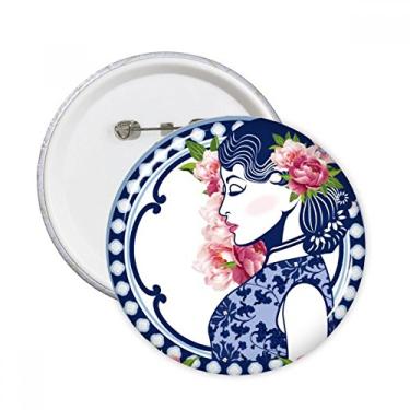 Imagem de Decoração de flor da cultura chinesa com alfinetes redondos para mulher com emblema de botão, 5 peças