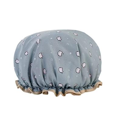 Imagem de Touca De Banho De Banho Chapéu De Banho Com Banda Elástica De Dupla Camada Reutilizável À Prova D'água Para Chuveiro De Salão De Spa