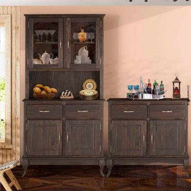 Imagem de Conjunto 2 Balcões Com Armário Oratório Madeira Maciça Rústico Imbuia Shop JM