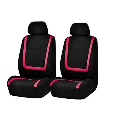 Imagem de FH Group FB032PINK102 Conjunto de capas de assento automotivas em tecido plano exclusivo, ajuste universal, rosa, serve na maioria dos carros, SUVs e caminhões