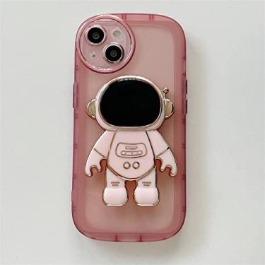 Imagem de Capa de telefone com suporte dobrável para astronauta em placas para Samsung Galaxy A73 A53 A33 A23 A13 A03 A03S A02S Capa transparente de silicone macio, astronauta rosa, para Galaxy A13 4G