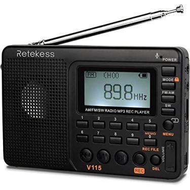 Imagem de Mini rádio Retekess v115 rádio am fm sw bolso rádio de ondas curtas (Preto)