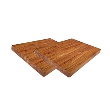 Imagem de Kit 2 Tábuas Para Cortar Fatiar Churrasco Sovar Massas Servir Frios De Madeira Teca Colagem Lateral Contendo 2 Tábuas Tamanho Pequeno 23 x 30 cm Retangulares Acabamento Óleo Mineral + Cera de Abelha