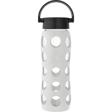Imagem de Lifefactory Tampa clássica, cinza, garrafa de água de vidro livre de BPA de 650 ml com manga protetora de silicone, 650 ml