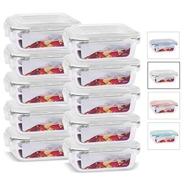 Imagem de House Organizer Kit 10 Potes de Vidro Retangular com Tampa Hermética 370ml Cor:Branco (QH)