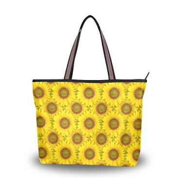 Imagem de ColourLife Bolsa feminina com alça superior e estampa de girassol amarelo bolsa de ombro, Multicolorido., Medium