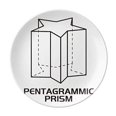 Imagem de Prato de prisma geométrico matemático pantagrammic decorativo de porcelana salver louças de jantar