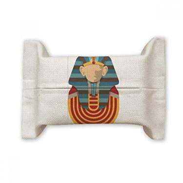 Imagem de Bolsa de linho de algodão para lenços faciais Faraó vermelho amarelo azul egípcio