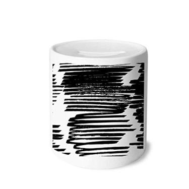 Imagem de DIYthinker Caixa de cerâmica com textura de linhas irregulares para guardar dinheiro, porta-moedas, presente de cofrinho