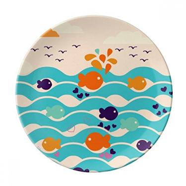 Imagem de Prato decorativo de porcelana Salver Salver de ondas de céu de peixe Prato de jantar