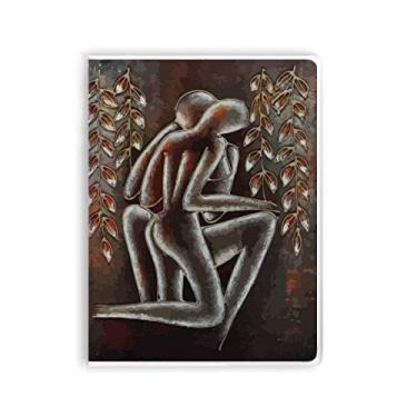 Imagem de Caderno com ilustração de personagens abstratos de estilo moderno, capa de goma