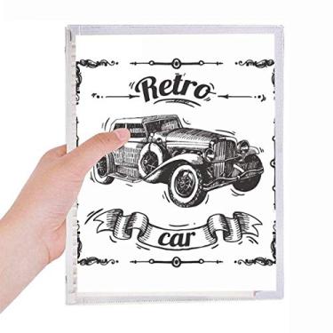 Imagem de Caderno com estampa de carros clássicos pintados à mão com folhas soltas e diários recarregáveis