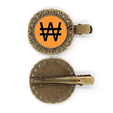 Imagem de Coreia símbolo de moeda KRW grampo de cabelo Broche prendedor de cabelo