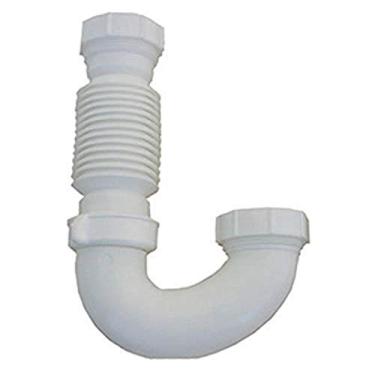 Imagem de LASCO 03-4225 Tubular de Plástico Branco 1-1/2" Flexível/Expansível J-Bend com Porcas e Arruelas