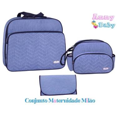 Imagem de Kit Mala + Bolsa Pequena + Trocador Maternidade Azul/Marinho - Lilian