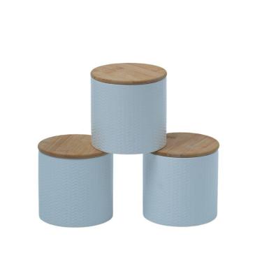 Imagem de Kit 3 potes dolomita com tampa de bambu zig zag 900ml - Oikos