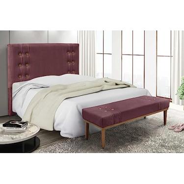 Imagem de Kit Cabeceira e Recamier Sofá Divã Dois Lugares Calçadeira 1,6 M Artemis (Veludo vinho)