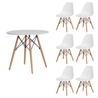 Imagem de Kit Mesa Redonda De Jantar Para 6 Lugares Com 6 Cadeiras Charles Eames